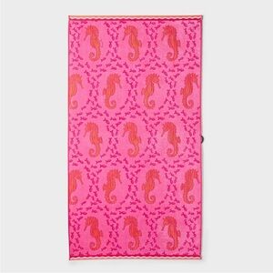 Roller Rabbit Pink and Orange Seahorse Beach Towel
